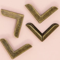 Hot 4 Esquineras Metálicas Grandes Vintage Bronze Herrajes
