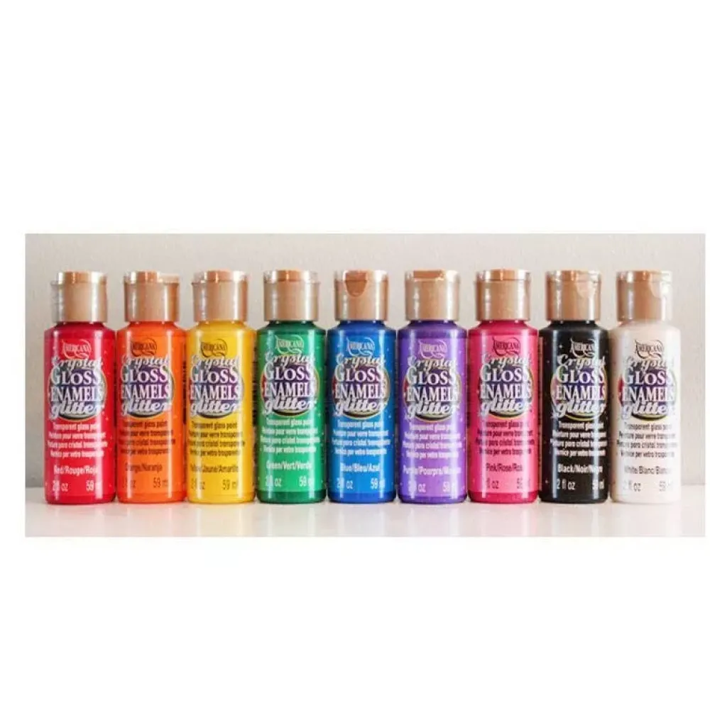 Clearance Acrílico purpurina sobre vidrio Americana Crystal Gloss Enamels Glitter 59ml Pinturas De Vidrio Y Cerámica