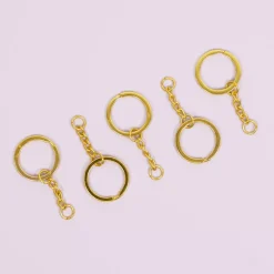 Outlet Anilla de llavero con cadena Gold Bisutería