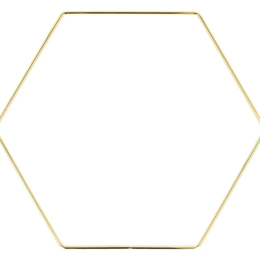 Clearance Anilla de metal Hexágono Dorado 25x22cm Labores Y Macramé