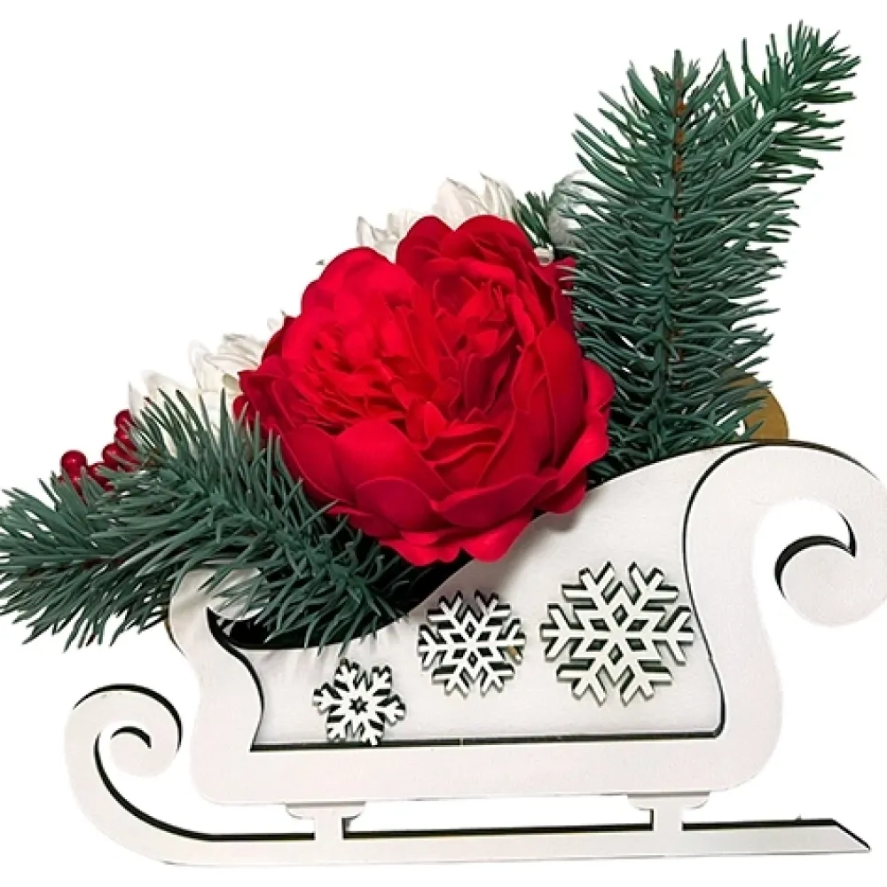 Outlet Arreglo floral Christmas Sleigh Navidad