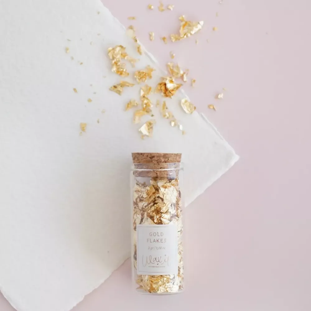 Botella de Cristal 3gr con Copos Gold Flakes Wax it Doraduras