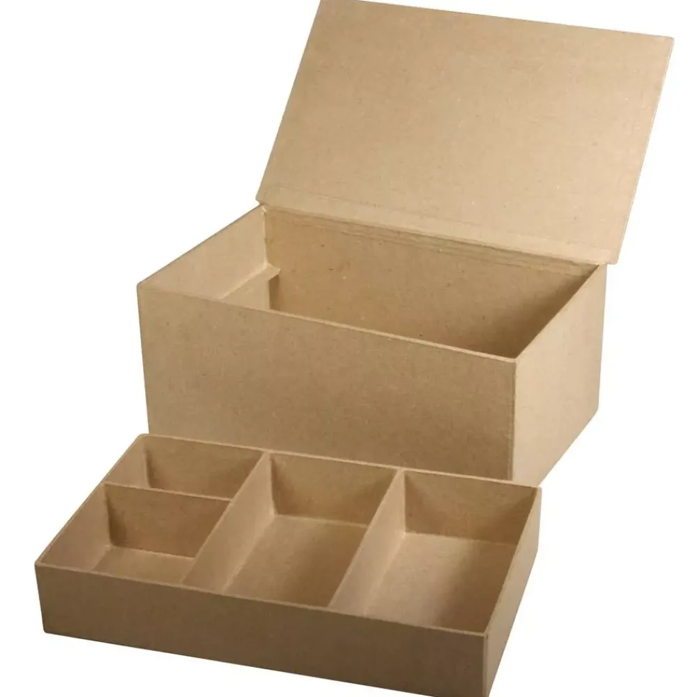 Sale Caja con compartimento interior de papel maché Organización|Cartón Y Papel Maché