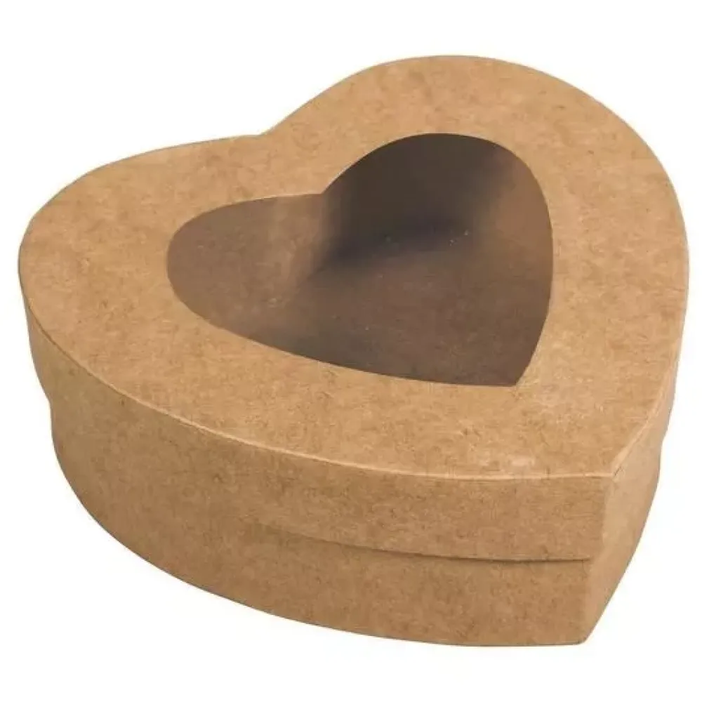 Clearance Caja Corazón con Ventana de Papel Maché Niños Niños Y Regalos|Cartón Y Papel Maché