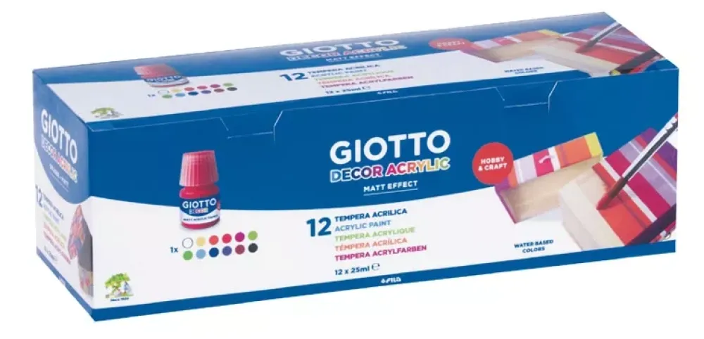 Clearance Caja de 12 Témperas Decor Acrylic 25ml Niños Niños Y Regalos