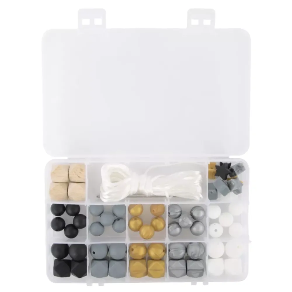 Clearance Caja de Cuentas de Silicona Negro Bisutería