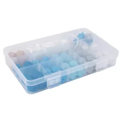 New Caja de Cuentas de Silicona Azules Bisutería