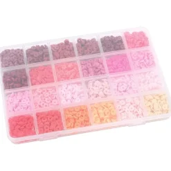 Clearance Caja de cuentas Heishi Rojo y Rosa 6mm Bisutería