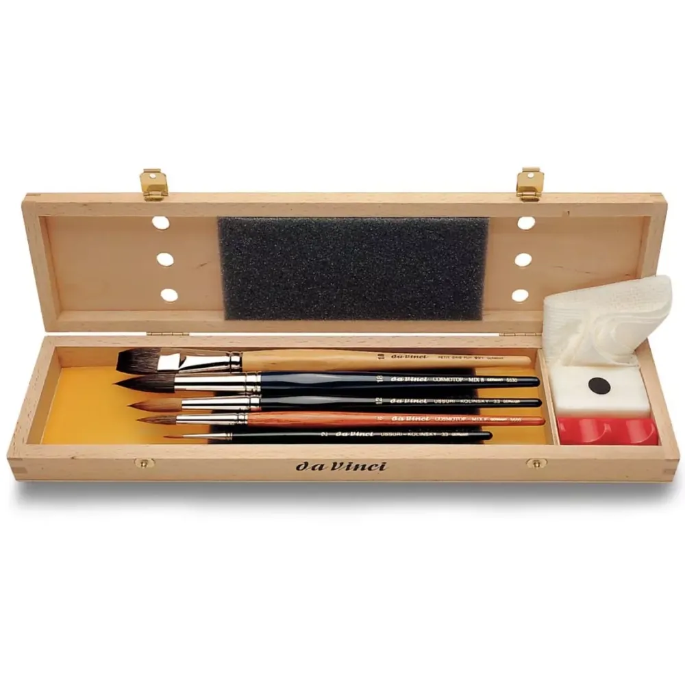 Hot Caja de madera 5 pinceles y accesorios 5240 Deluxe Pinceles Y Brochas