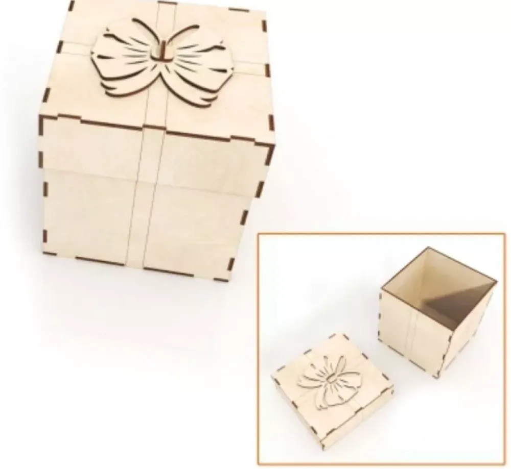 Best Caja de madera con lazo 15x15cm Organización|Navidad
