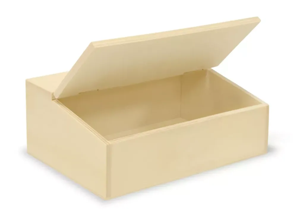 New Caja de Madera con Tapa Bisagra Organización|Maderas