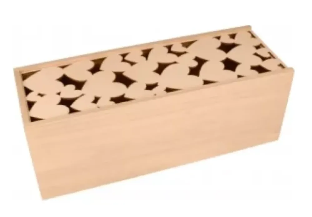 Caja de Madera con Tapa de Corazones Maderas|Organización