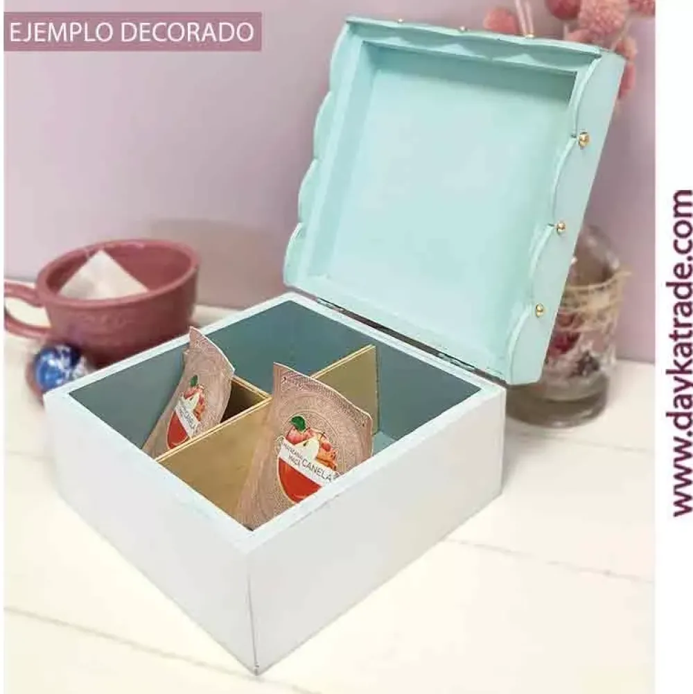 Hot Caja de madera para infusiones + Tela prediseñada Dayka Maderas|Organización