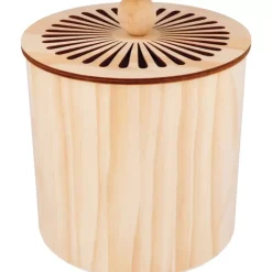New Caja de madera redonda grande Boho Organización