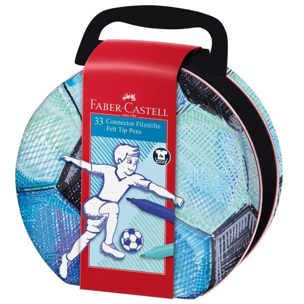 New Caja de Metal 30 Rotuladores Maletín Fútbol Connector Niños Niños Y Regalos