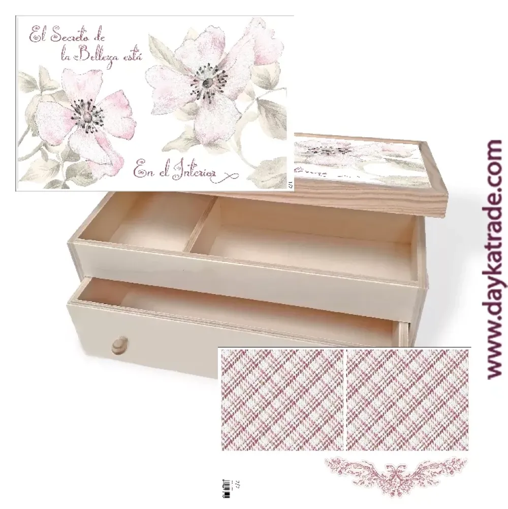 Hot Caja Maquillaje Flores + Tela Prediseñada Dayka Organización