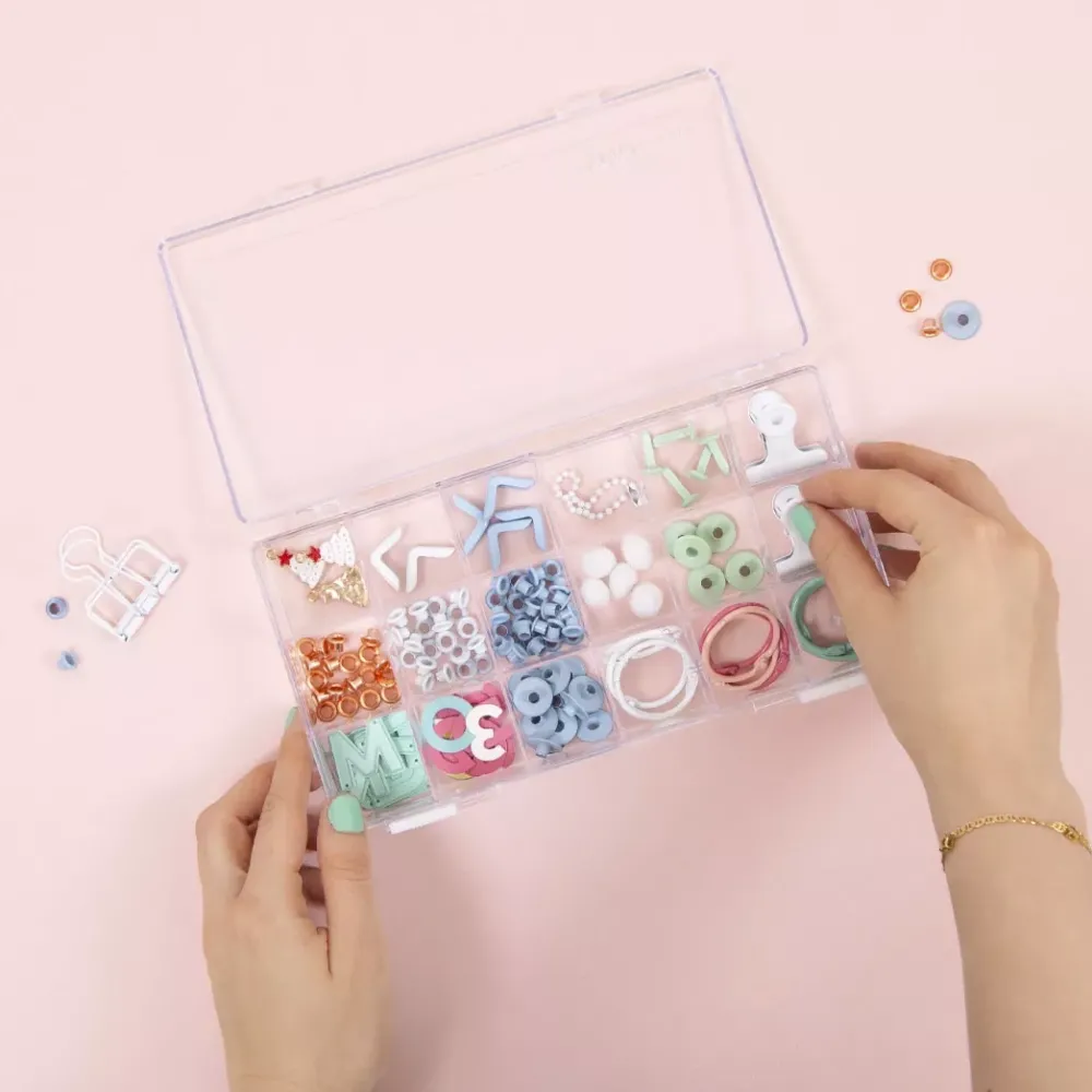 New Caja Transparente con 18 Compartimentos Organización