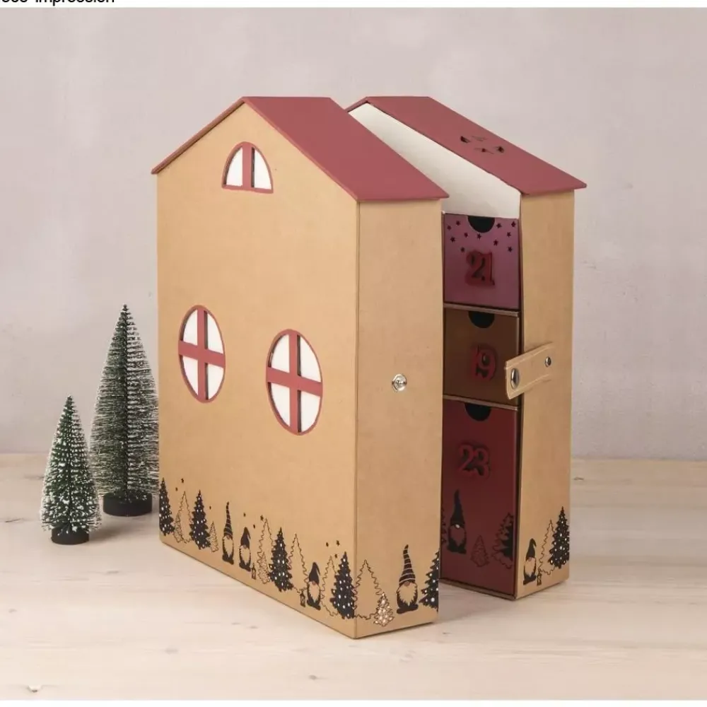 Online Calendario de adviento de papel maché Casa Navidad|Calendarios De Adviento