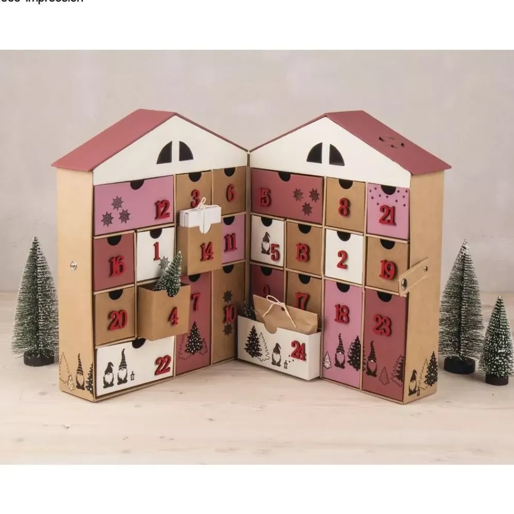 Online Calendario de adviento de papel maché Casa Navidad|Calendarios De Adviento