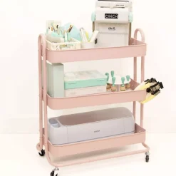 Outlet Carrito Amazon con 3 bandejas Rosa 60cm Organización