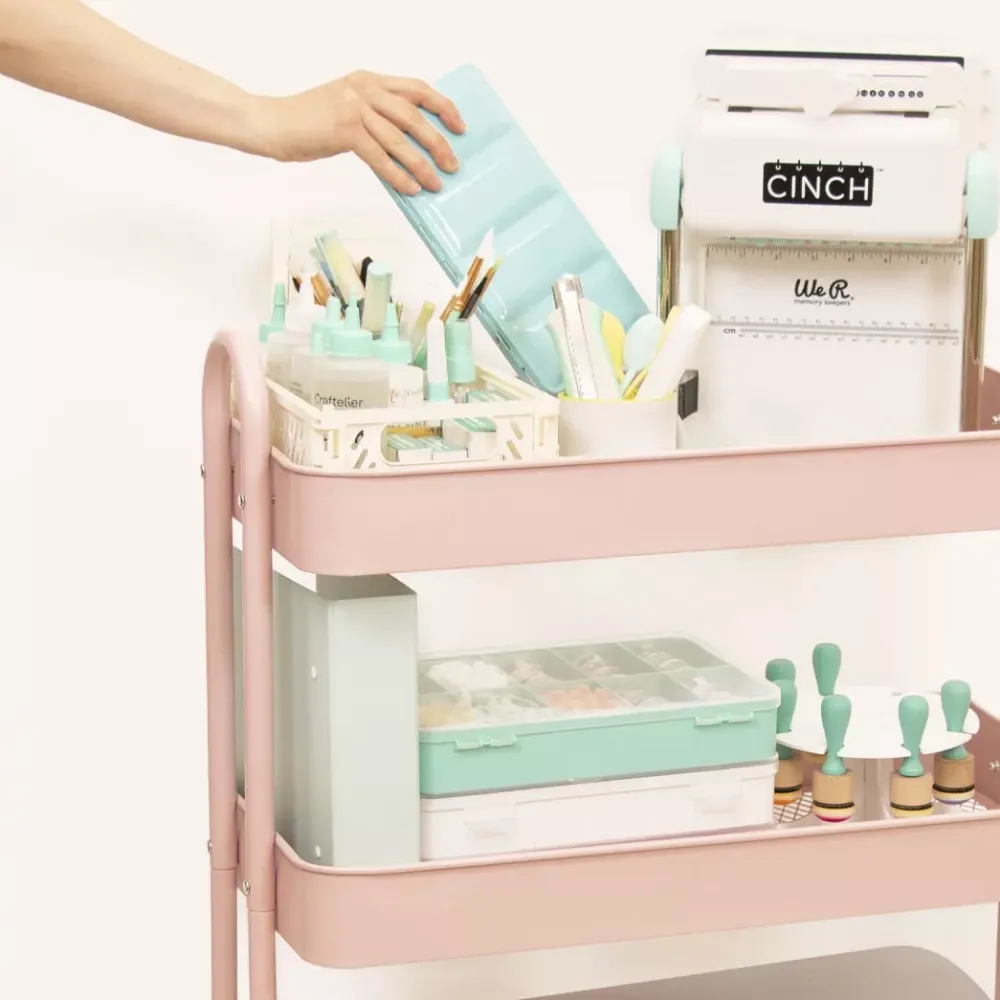 Outlet Carrito Amazon con 3 bandejas Rosa 60cm Organización