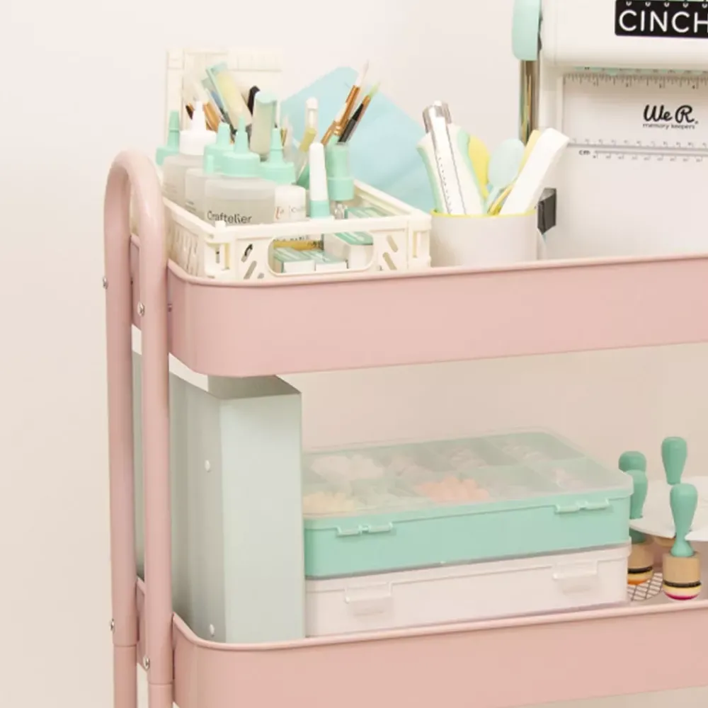Outlet Carrito Amazon con 3 bandejas Rosa 60cm Organización