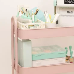 Clearance Carrito Con 3 Bandejas Rosa 60cm Organización