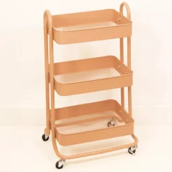 Clearance Carrito Con 3 Bandejas Rosa Salmón Organización