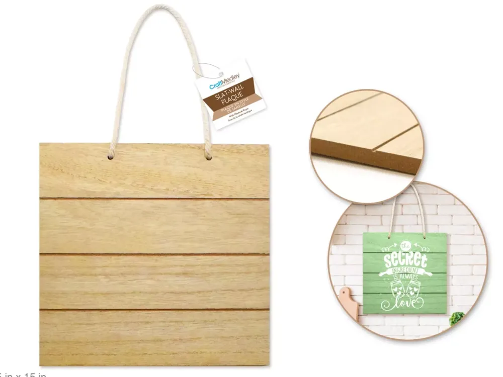 Clearance Cartel de Madera de Listones Cuadrado 40cm Maderas