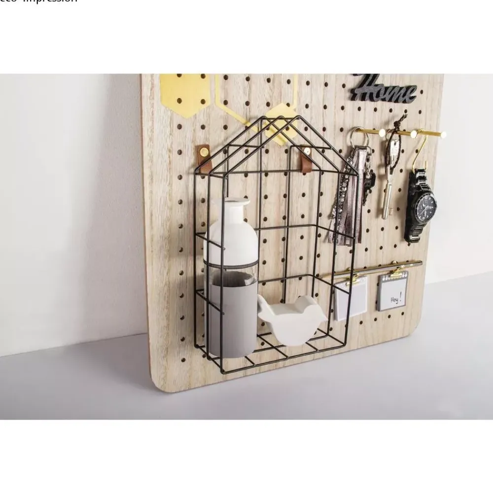 Cesta casita de metal para Pegboard Pin and Peg Organización