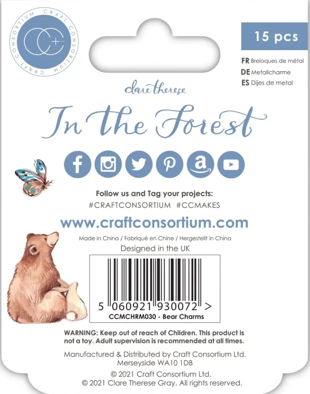 Discount Charms Metálicos Bear In The Forest Telas, Sedas Y Fieltro
