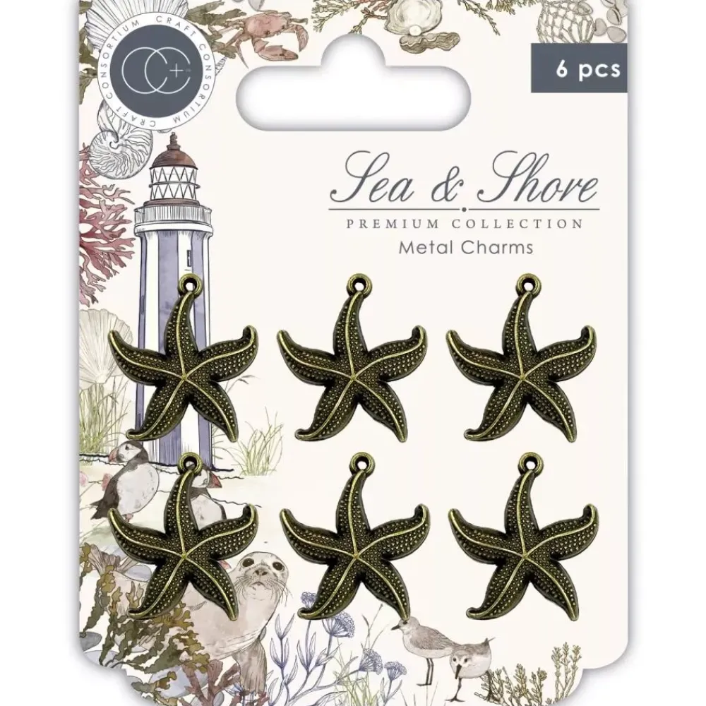 Outlet Charms Metálicos Estrellas de Mar Sea and Shore Telas, Sedas Y Fieltro
