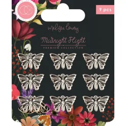 Charms Metálicos Midnight Flight Telas, Sedas Y Fieltro
