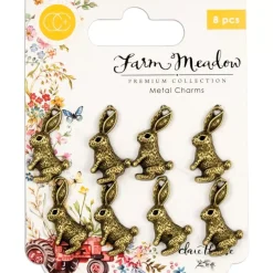 Sale Charms metálicos Rabbits Farm Meadow Telas, Sedas Y Fieltro