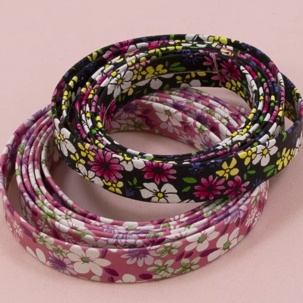 Cinta de Ecopiel Flores Rosa 1cm Telas, Sedas Y Fieltro