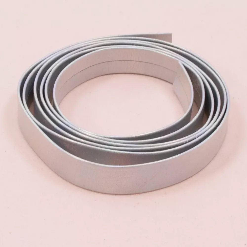 New Cinta de Ecopiel Metalizada Plata Iridiscente 1cm Telas, Sedas Y Fieltro
