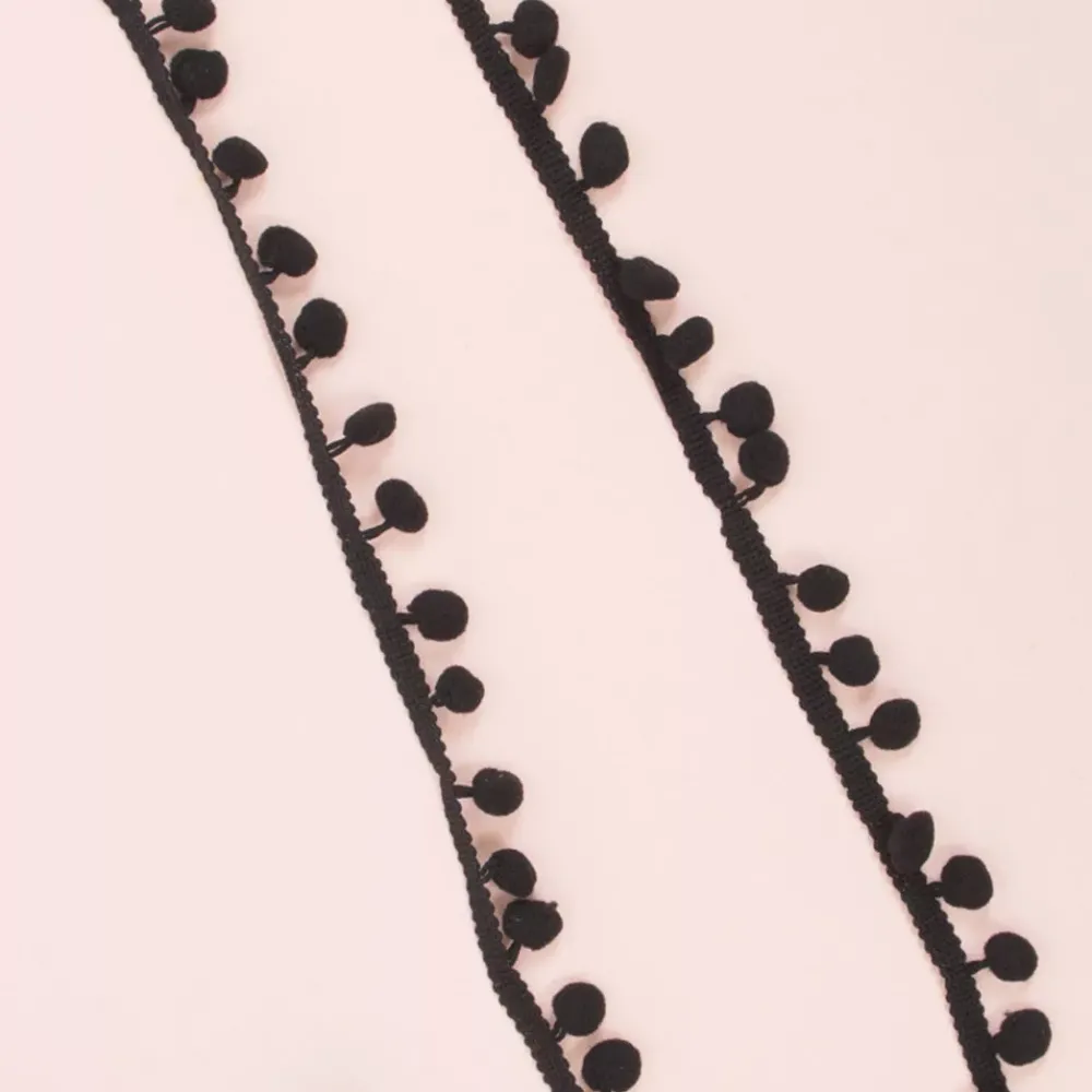 Clearance Cinta de Pompón Negra 12mm Telas, Sedas Y Fieltro