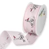 Outlet Cinta Estampada Cigüeñas Rosa 40mm Telas, Sedas Y Fieltro