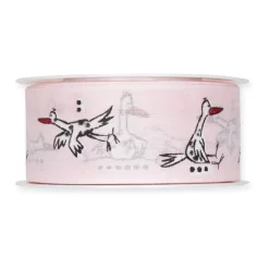 Outlet Cinta Estampada Cigüeñas Rosa 40mm Telas, Sedas Y Fieltro
