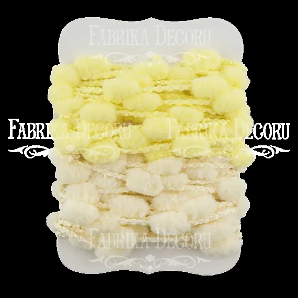 Sale Cintas de pompones amarillo y crema Telas, Sedas Y Fieltro