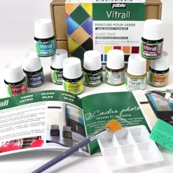 Hot Cofre 10 pinturas Vitrail 45ml Pinturas De Vidrio Y Cerámica |Cerámica Y Vidrio