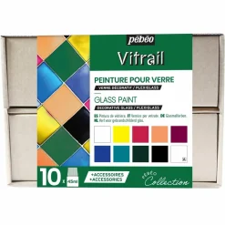 Hot Cofre 10 pinturas Vitrail 45ml Pinturas De Vidrio Y Cerámica |Cerámica Y Vidrio