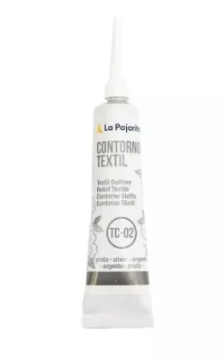 Outlet Contorno Textil Plata 20ml Pinturas Para Tela Y Seda