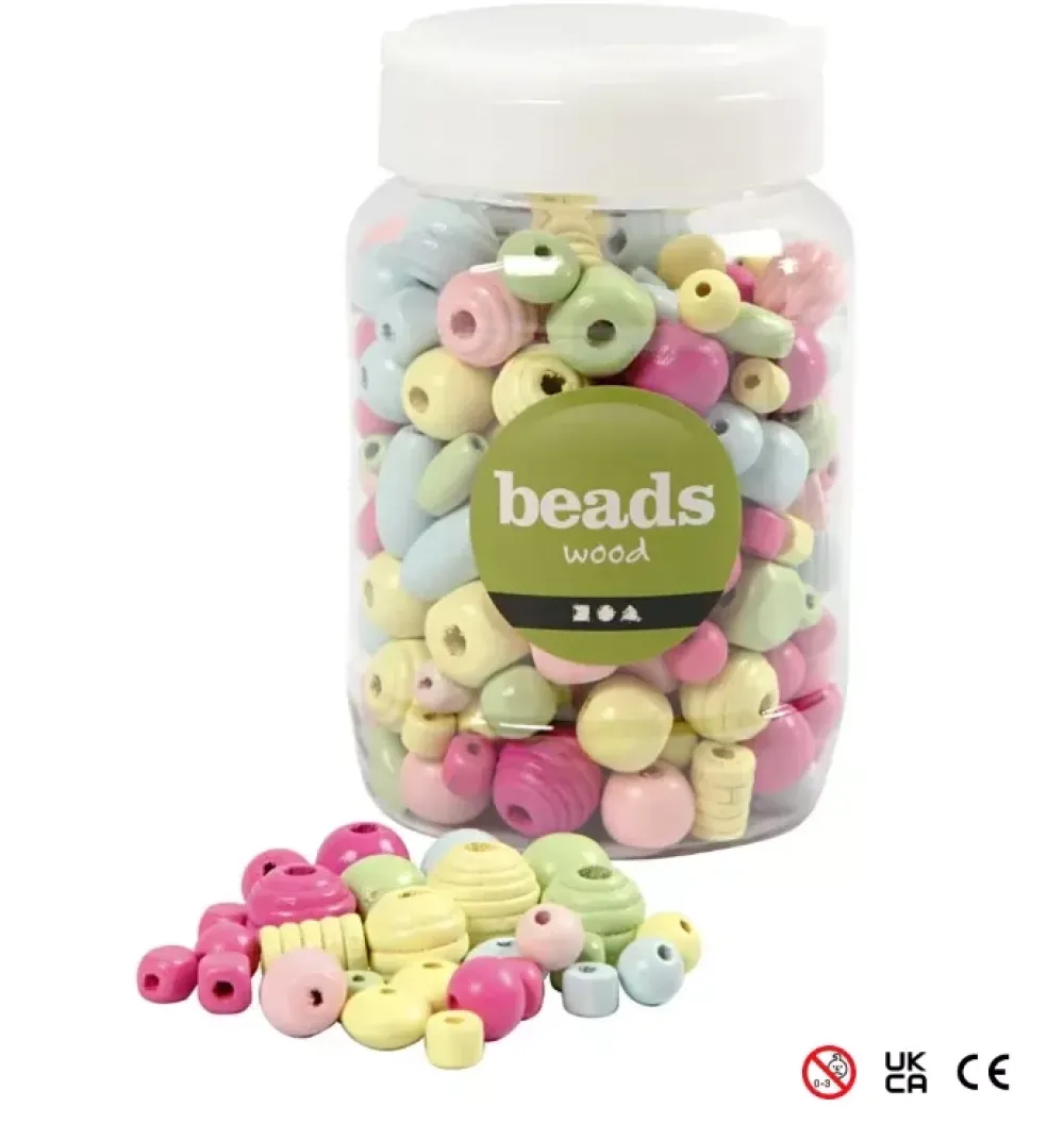 New Cubo con Cuentas de Madera Colores Pastel Bisutería