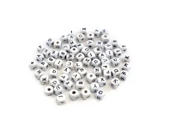 Sale Cuentas de Madera Blanco Abecedario 8mm Bisutería