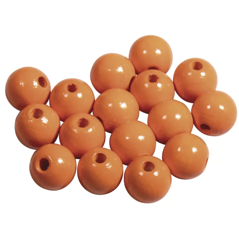 Clearance Cuentas de madera Naranja 12mm Bisutería