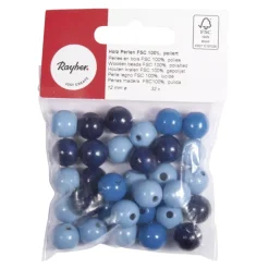 New Cuentas de madera Tonos Azules 12mm Bisutería