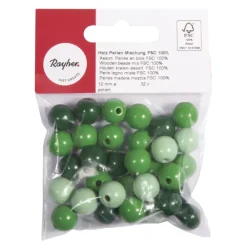 New Cuentas de madera Tonos Verdes 12mm Bisutería
