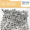 Online Cuentas de Plástico con Letras Blancas 6mm Bisutería