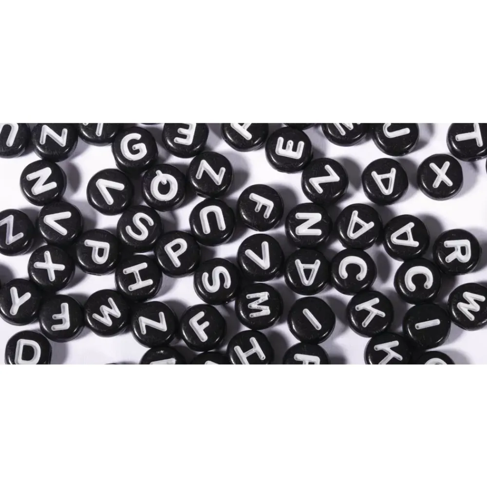 Outlet Cuentas de Plástico Negro Abecedario 40g Bisutería